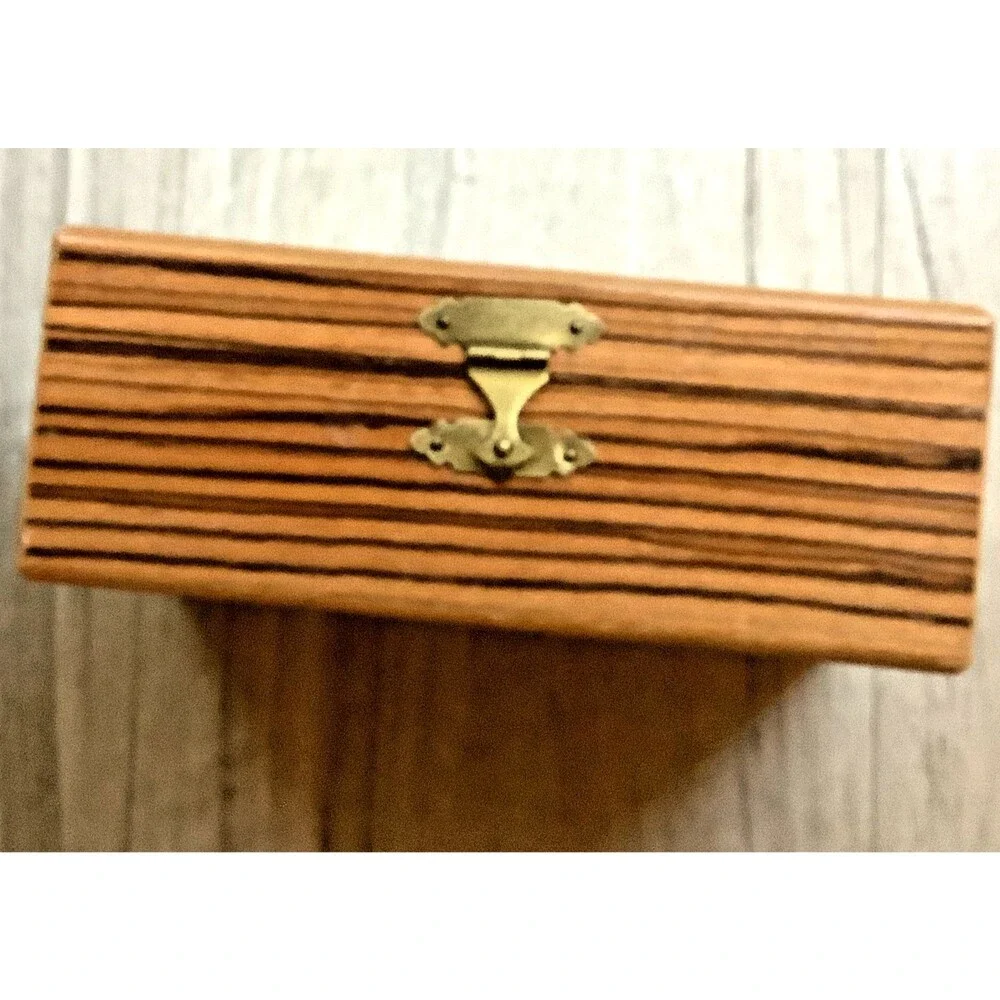 Vintage Japan Wood Jewelry Box Trinket Signed Exotic Wood
